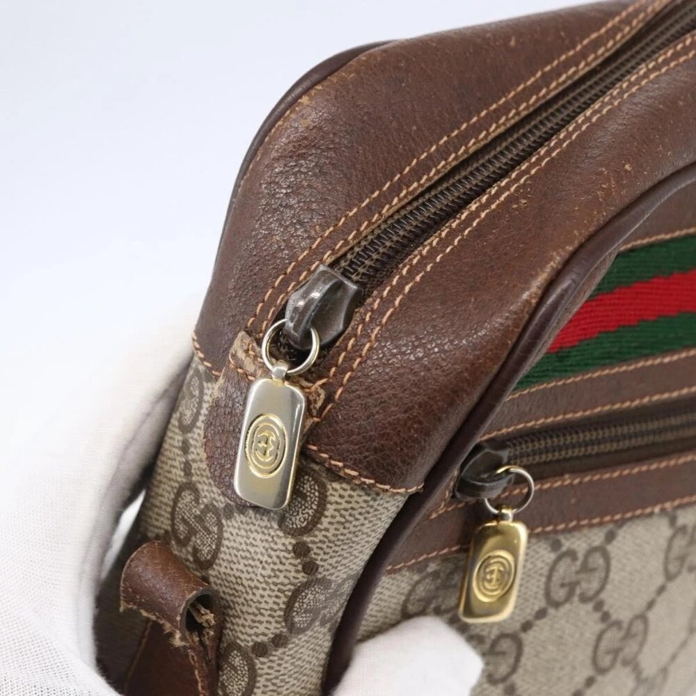 GUCCI GG Supreme Web Sherry Line Bag PVC Beige Gold 56 02 087 Auth 153480 - Picture 10 of 16